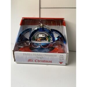 Music Box Animated Ornament Mr Christmas Holiday Hidden Animated Circa 2007 Blue